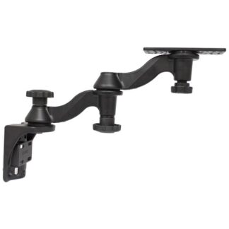 RAM Mounts Doppel-Schwenkarm für vertikale Wandbefestigung - Vertikal-Basis, rechteckige Universal-Platte (ca. 158 x 50 mm, diverse Lochraster), im Po