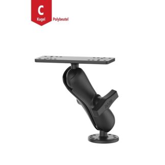 RAM Mounts Aufbau-Set - runde Basisplatte (AMPS), mittlerer Verbindungsarm, Adapterplatte (mit Universal-Lochraster), C-Kugel (1,5 Zoll), im Polybeute