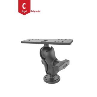 RAM Mounts Aufbau-Set - runde Basisplatte (AMPS), kurzer Verbindungsarm, Adapter-Platte (div. Lochraster), C-Kugel (1,5 Zoll), im Polybeutel