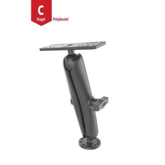 RAM Mounts Aufbau-Set - runde Basisplatte (AMPS), langer Verbindungsarm, Adapter-Platte (div. Lochraster), C-Kugel (1,5 Zoll), im Polybeutel