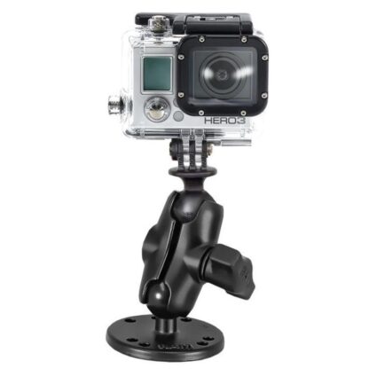 RAM Mounts GoPro Aufbau-Kamerahalterung (kurz) - mit runder Basisplatte (AMPS), B-Kugel (1 Zoll), im Polybeutel