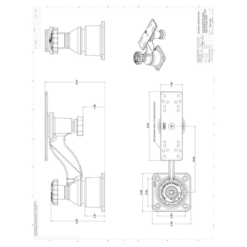 RAM Mounts Schwenkarm mit Universalplatte für Marine-GPS - Horizontal-Basis, Universal-Platte (50,8 x 158,9 mm), Armlänge ca. 150 mm, im Polybeutel – Bild 4