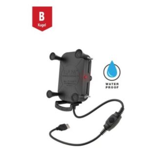 RAM MOUNTS TOUGH-CHARGE X-GRIP HALTEKLAMMER FÜR SMARTPHONES MIT LADEFUNKTION - B-KUGEL (1 ZOLL)