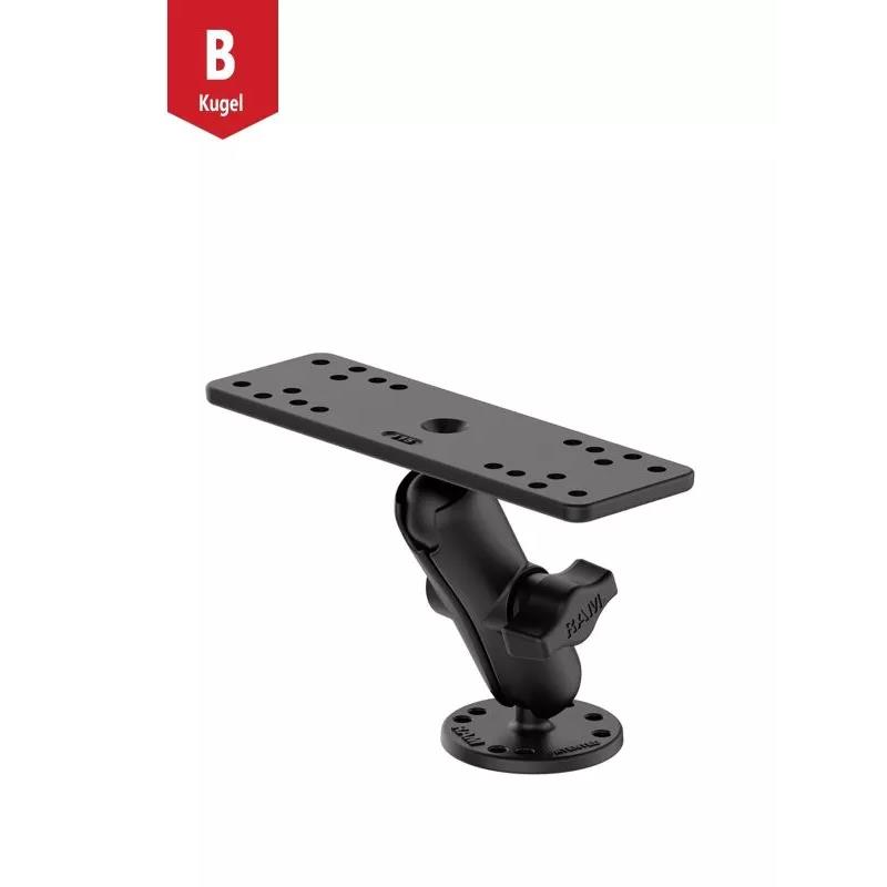 RAM MOUNTS AUFBAU-SET - B-KUGEL (1 ZOLL), RUNDE BASISPLATTE (AMPS), MITTLERER VERBINDUNGSARM, UNIVERSAL-ADAPTERPLATTE