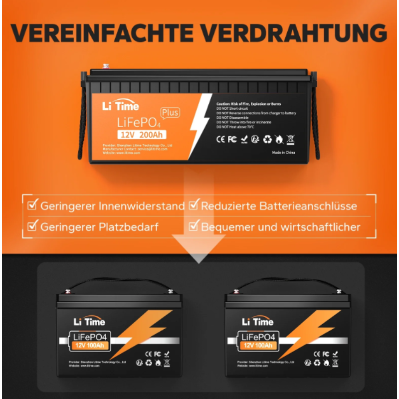 LiTime 12V 200Ah Plus Deep Cycle LiFePO4 Lithium Batterie – 200A BMS – Bild 4