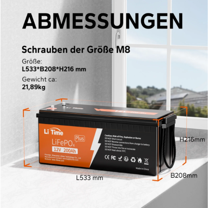 LiTime 12V 200Ah Plus Deep Cycle LiFePO4 Lithium Batterie – 200A BMS – Bild 5
