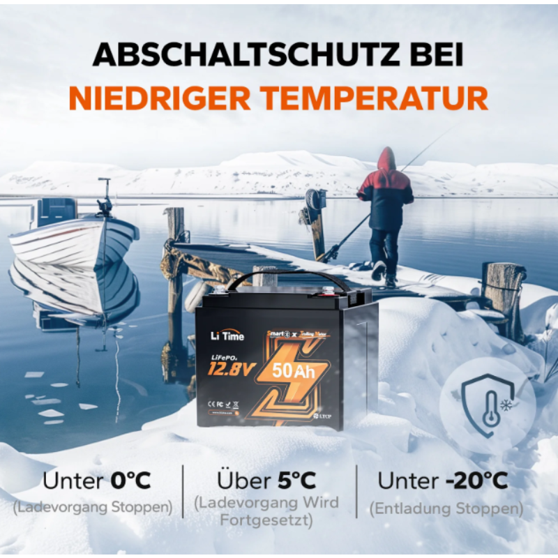 LiFePO4 12V 50Ah Bluetooth Kälteschutz Deep Cycle Lithium Batterie für Elektro Bootsmotor – Bild 4