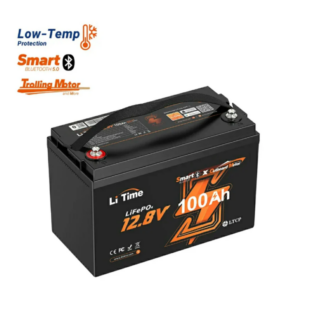 LiTime 12V 100Ah Smart LiFePO4 Marine-Batterie für elektrischen Außenbord-Trolling-Motor