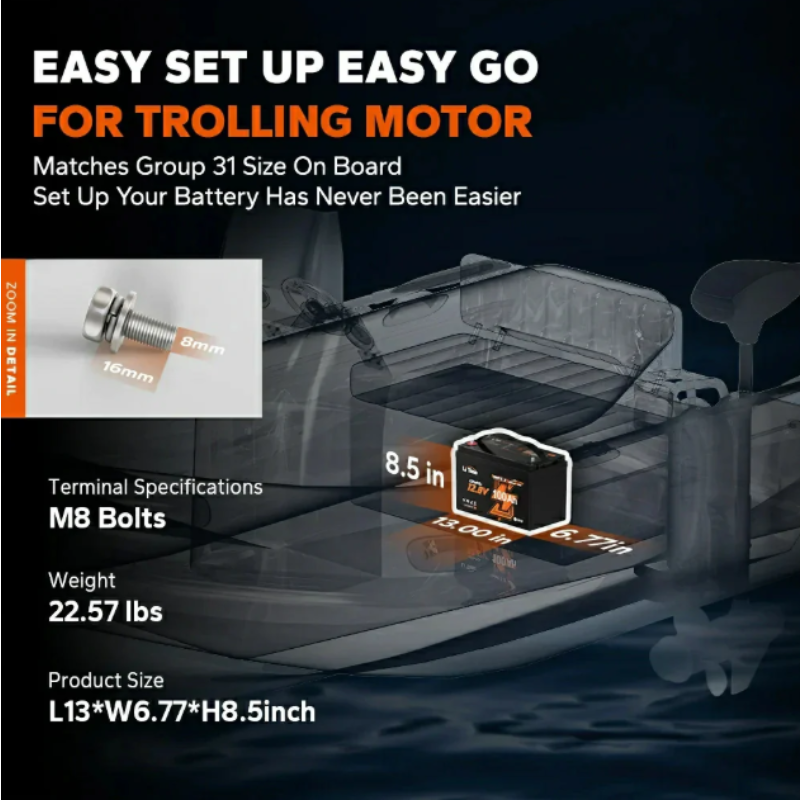 LiTime 12V 100Ah Smart LiFePO4 Marine-Batterie für elektrischen Außenbord-Trolling-Motor – Bild 10