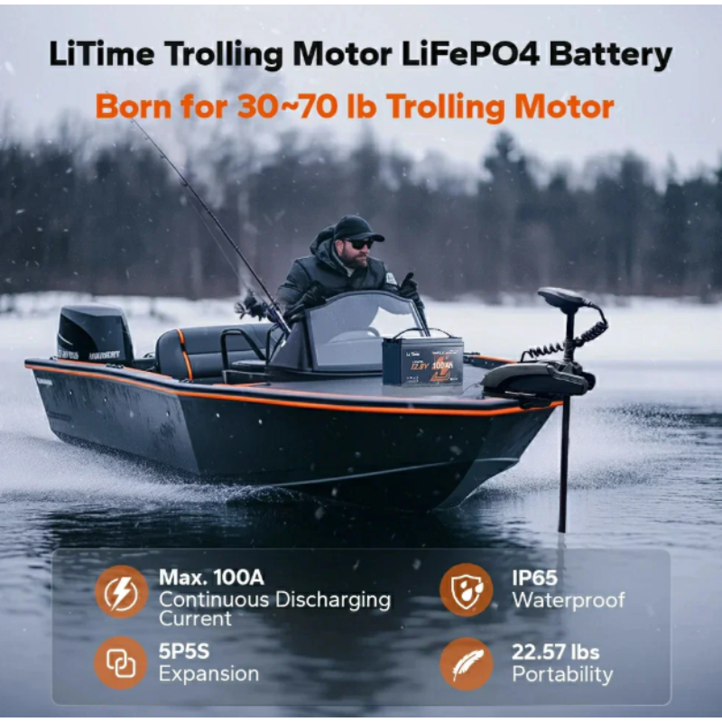 LiTime 12V 100Ah Smart LiFePO4 Marine-Batterie für elektrischen Außenbord-Trolling-Motor – Bild 12