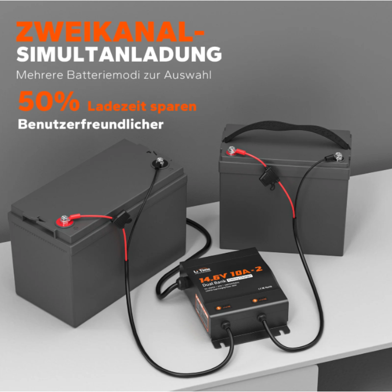 LiTime 14.6V 10A 2-Bank Batterieladegerät IP65 Wasserdicht – Bild 9