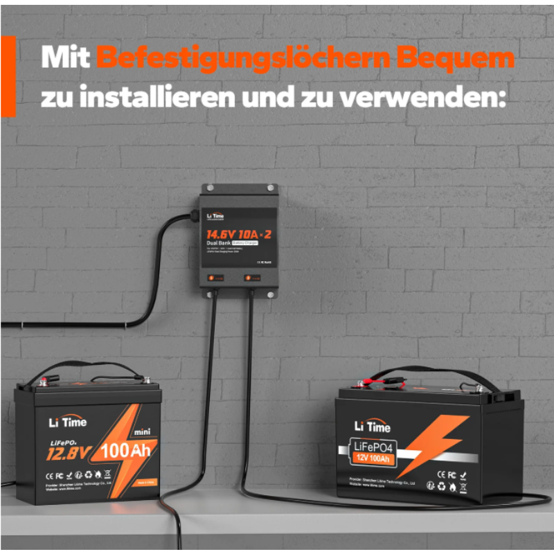 LiTime 14.6V 10A 2-Bank Batterieladegerät IP65 Wasserdicht – Bild 7