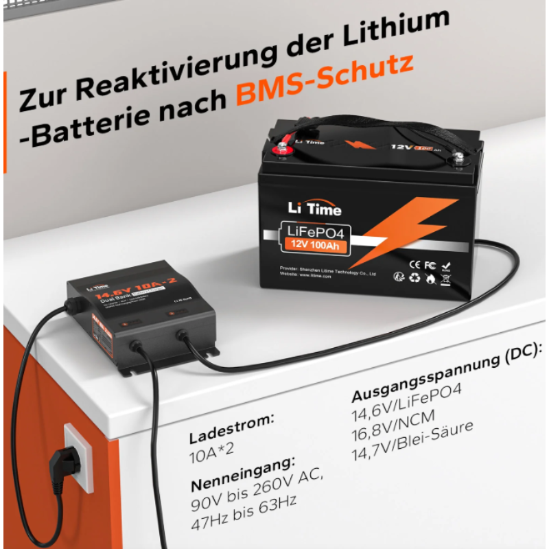 LiTime 14.6V 10A 2-Bank Batterieladegerät IP65 Wasserdicht – Bild 12