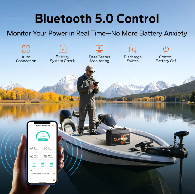 LiTime 24V 100Ah Xtra Mini LiFePO4 Batterie mit Bluetooth für Trolling-Motoren – Bild 9