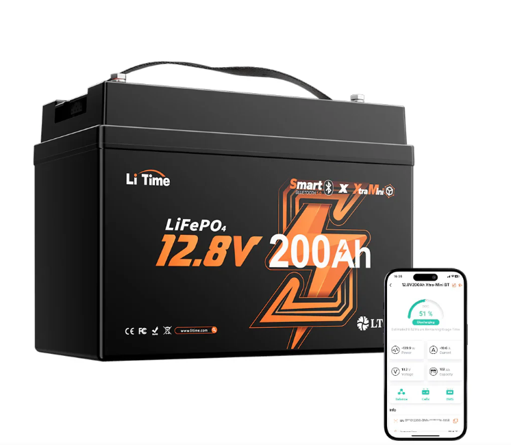 LiTime 12V 200Ah Xtra Mini LiFePO4 Batterie mit Bluetooth für Wohnmobile & Camping