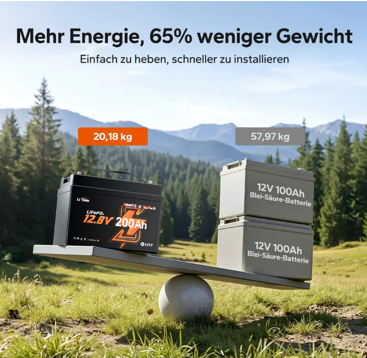 LiTime 12V 200Ah Xtra Mini LiFePO4 Batterie mit Bluetooth für Wohnmobile & Camping – Bild 5