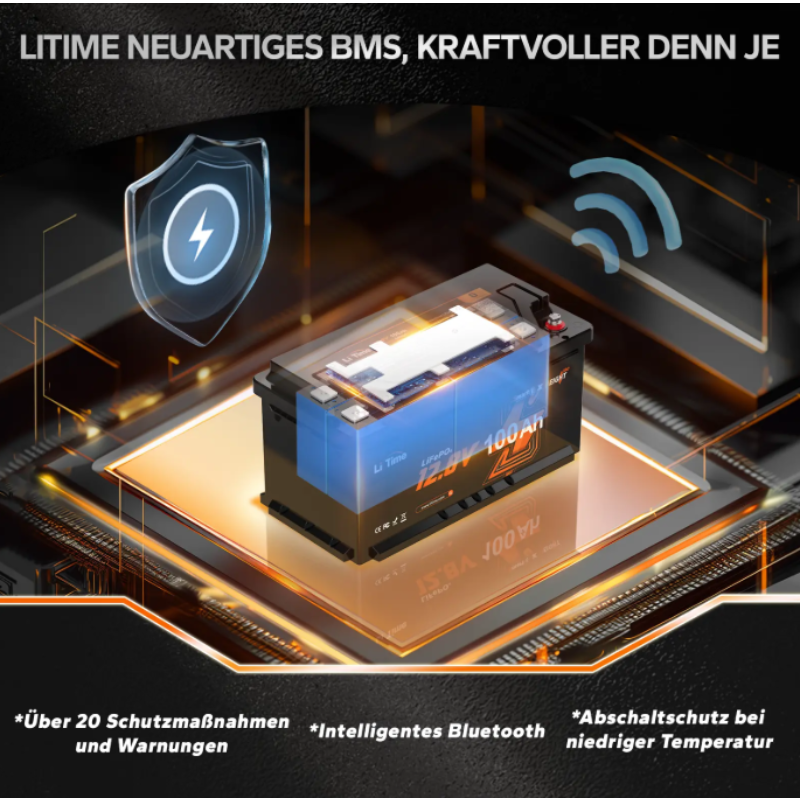 12V 100Ah H190 Deep Cycle LiFePO4 Batterie Mit Bluetooth - Wohnmobil Untersitz DIN H8 L5 Group 49, ECE R10 zertifiziert! – Bild 9