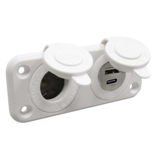 Zigarettenanzünder + USB-A Doppelbuchse +USB-C weiß