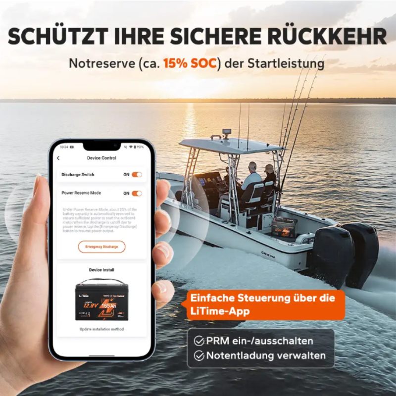 LiTime 12V 165Ah Dual-Purpose LiFePO4-Batterie mit 1200 CCA und Selbstheizung für Wohnmobil und Marine – Bild 6