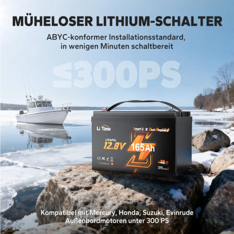 LiTime 12V 165Ah Dual-Purpose LiFePO4-Batterie mit 1200 CCA und Selbstheizung für Wohnmobil und Marine – Bild 7