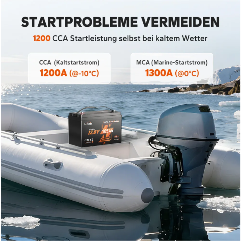 LiTime 12V 165Ah Dual-Purpose LiFePO4-Batterie mit 1200 CCA und Selbstheizung für Wohnmobil und Marine – Bild 8