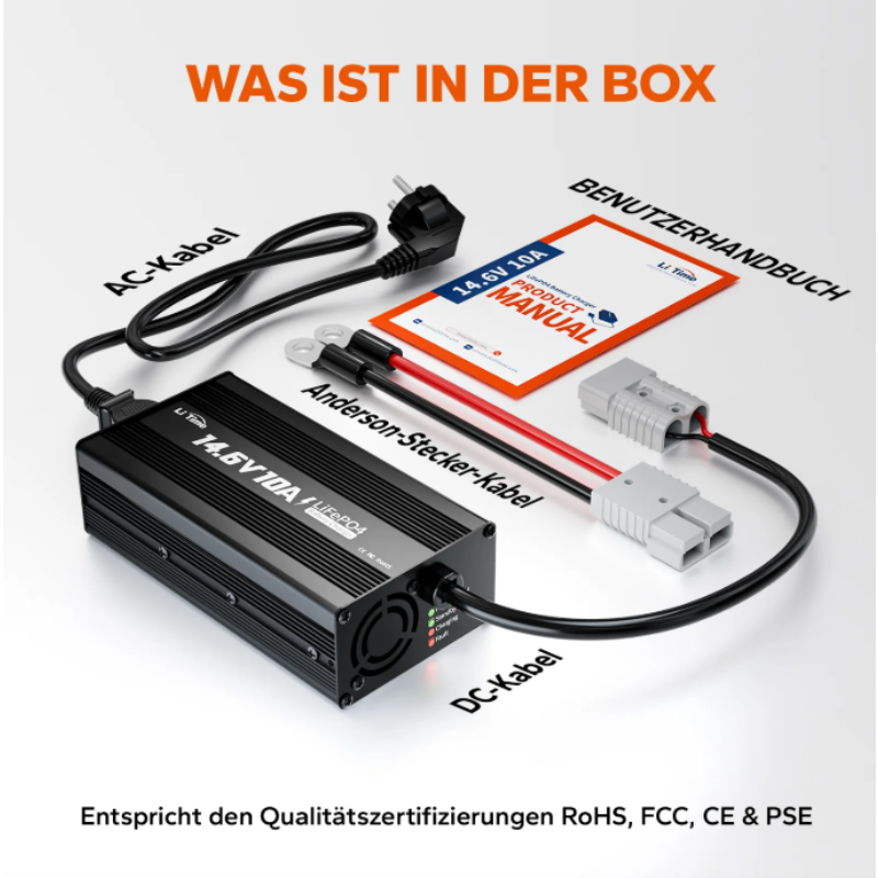 LiTime 14.6V 10A Lithium Batterieladegerät für 12V LiFePO4 Lithium Batterie – Bild 6
